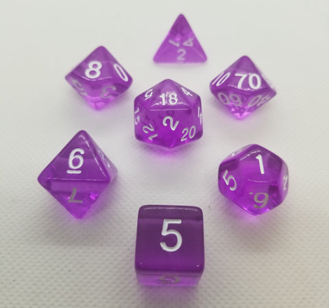 CDG Translucent Purple & White RPG Dice Set (7)