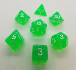 CDG Translucent Green & White RPG Dice Set (7)