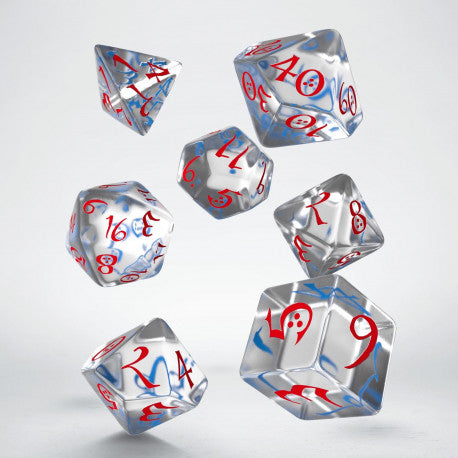 Classic RPG Translucent Blue & Red Dice Set (7)